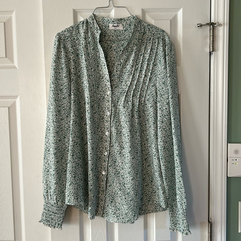 Medium Amalli Talli Green and Cream Blouse